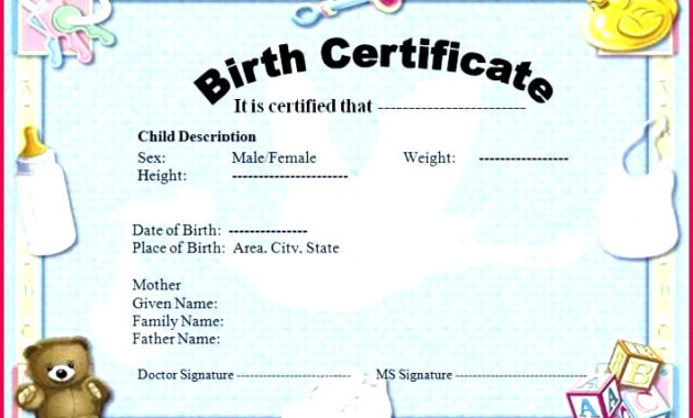 4 Baby Doll Birth Certificate Printable 34636 Fabtemplatez Intended For Amazing Teddy Bear Birth Certificate Templates Free