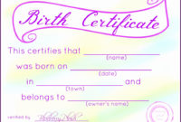 4 Birth Certificate Template Just For Fun With Regard To Quality Novelty Birth Certificate Template
