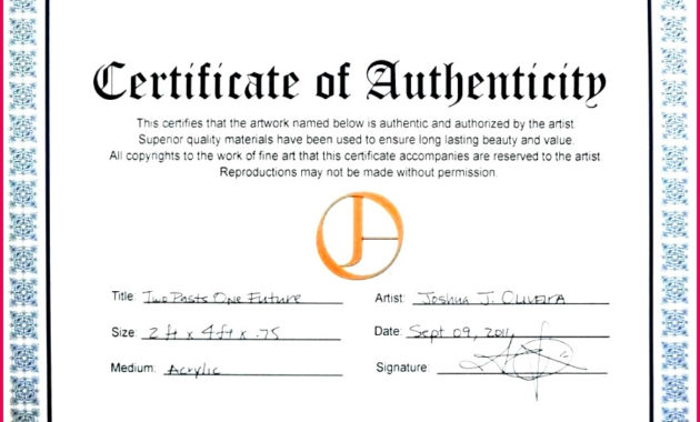 4 Certificate Of Authenticity Template Illustrator 67360 With Amazing Photography Certificate Of Authenticity Template
