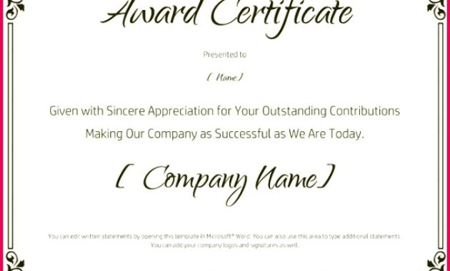 4 Outstanding Contribution Certificate Template 18375 Pertaining To 10 Science Fair Winner Certificate Template Ideas
