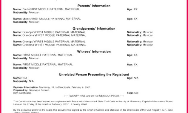 4 Translate English To Spanish Birth Certificate Template Throughout Awesome Birth Certificate Translation Template English To Spanish