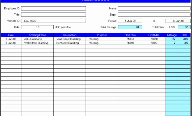 4 Vehicle Mileage Log Template In Pdf Sampletemplatess In Amazing Car Expense Log Book Template