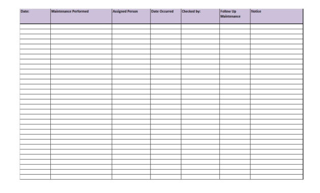 40 Equipment Maintenance Log Templates Templatearchive With Regard To Amazing Tractor Maintenance Log Template