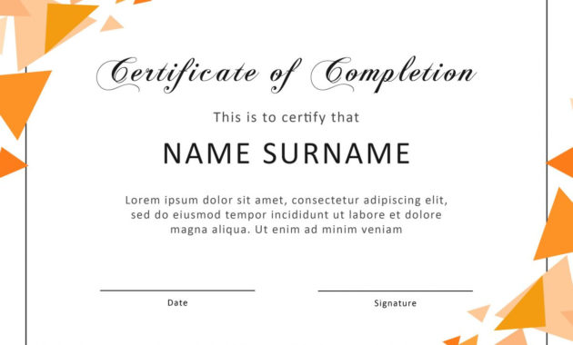 40 Fantastic Certificate Of Completion Templates Word Inside Printable Certificate Of Completion Word Template