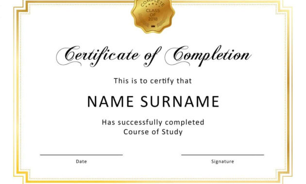 40 Fantastic Certificate Of Completion Templates Word With Regard To Printable Professional Certificate Templates For Word