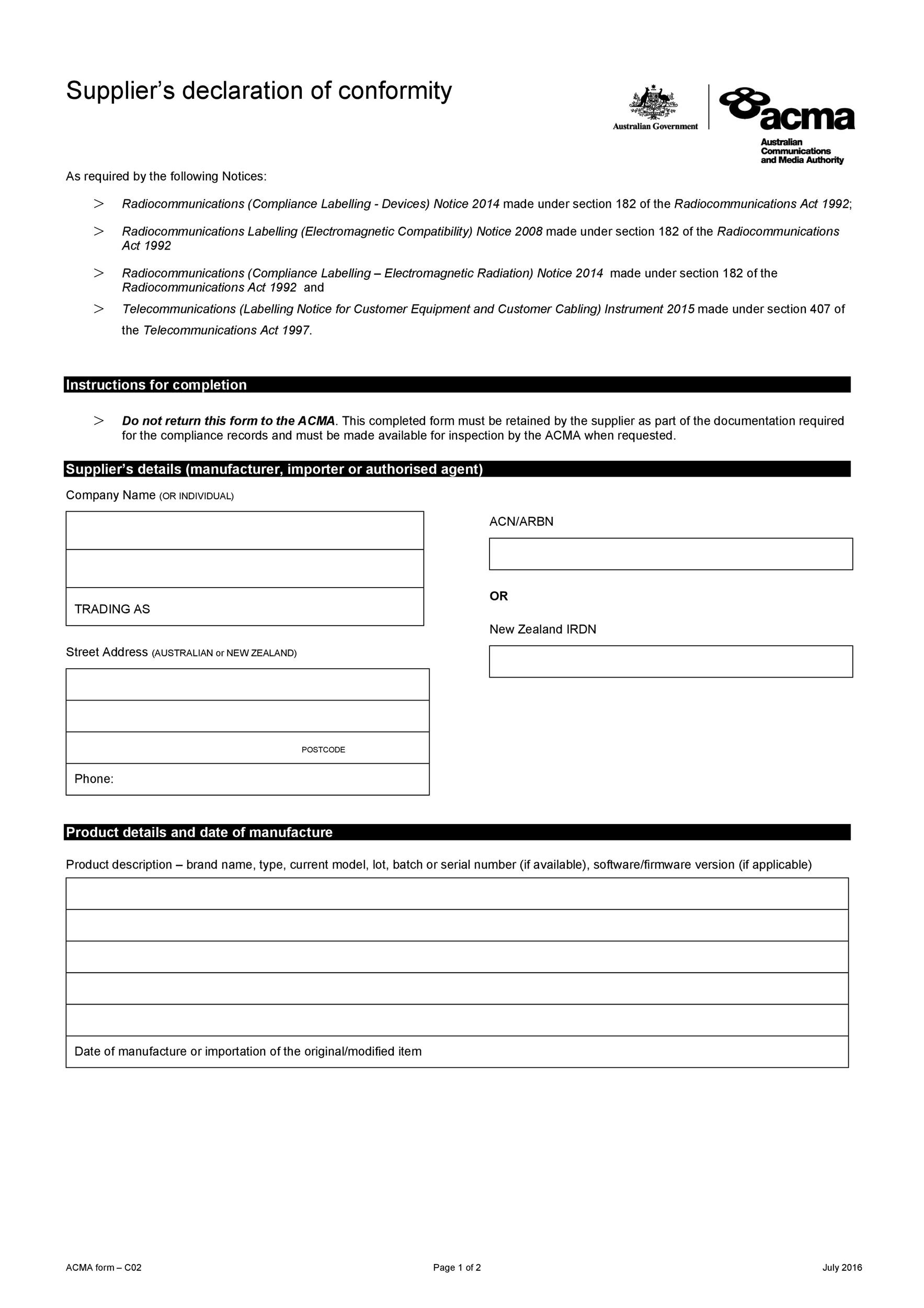 40 Free Certificate Of Conformance Templates Forms ᐅ With Certificate Of Conformity Templates