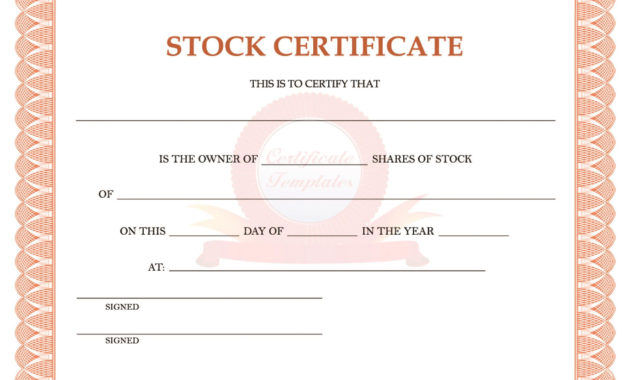 40 Free Stock Certificate Templates Word Pdf ᐅ Templatelab For Best Template Of Share Certificate