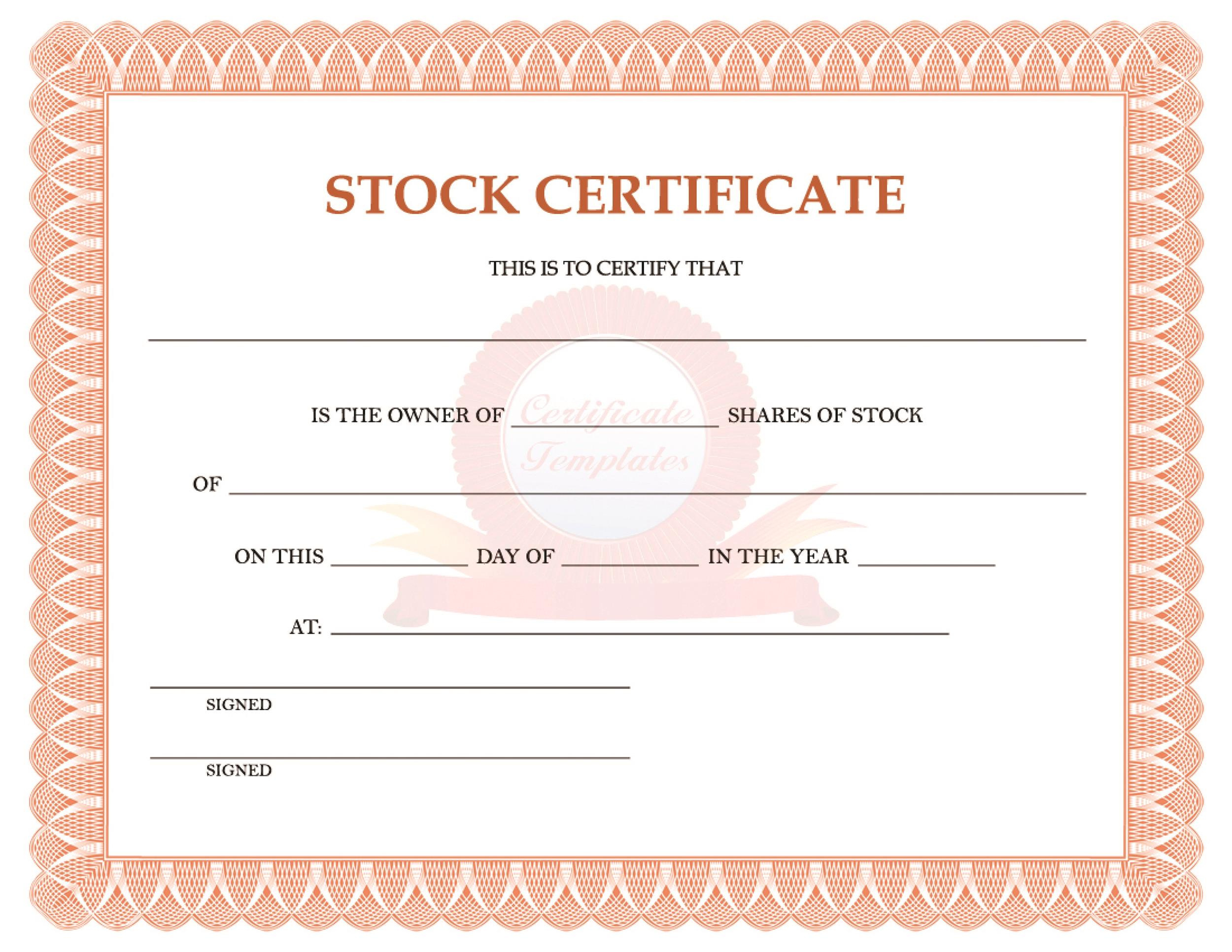 40 Free Stock Certificate Templates Word Pdf ᐅ Templatelab For Best Template Of Share Certificate