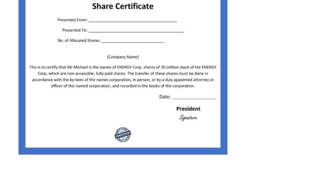 40 Free Stock Certificate Templates Word Pdf ᐅ Templatelab Throughout Printable Stock Certificate Template Word