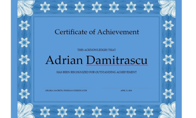 40 Great Certificate Of Achievement Templates Free Inside Amazing Certificate Of Achievement Template Word