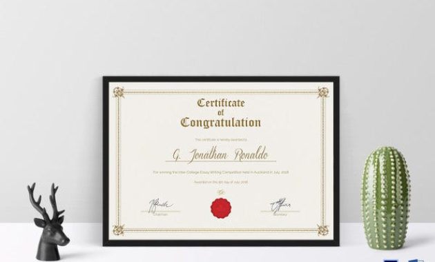 40 Word Certificate Templates Free Premium Templates Regarding Congratulations Certificate Word Template