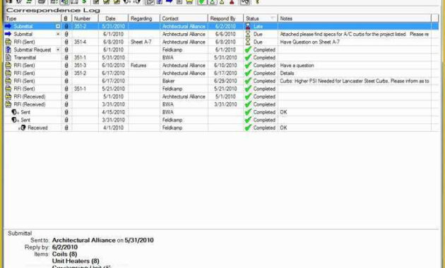 41 Free Construction Submittal Log Template With Submittal Log Template Excel