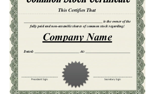 41 Free Stock Certificate Templates Word Pdf Free With Template Of Share Certificate