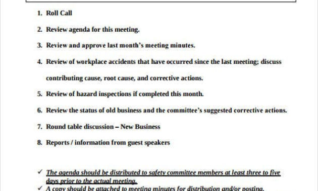 41 Meeting Agenda Format Free Premium Templates Pertaining To Printable Safety Committee Meeting Agenda Template