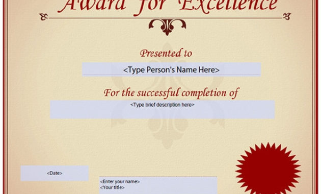 42 Printable Award Certificate Templates To Download Inside Quality Award Of Excellence Certificate Template