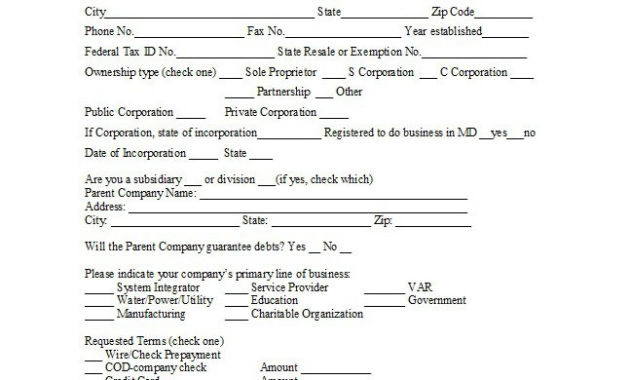 45 Free Credit Application Form Templates Samples Free Regarding Business Account Application Form Template