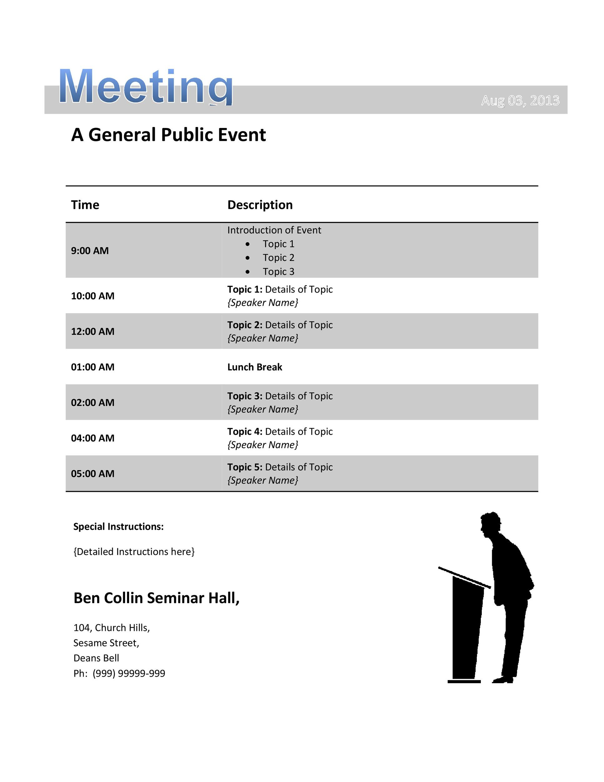 46 Effective Meeting Agenda Templates ᐅ Templatelab Throughout Template For An Agenda For A Meeting