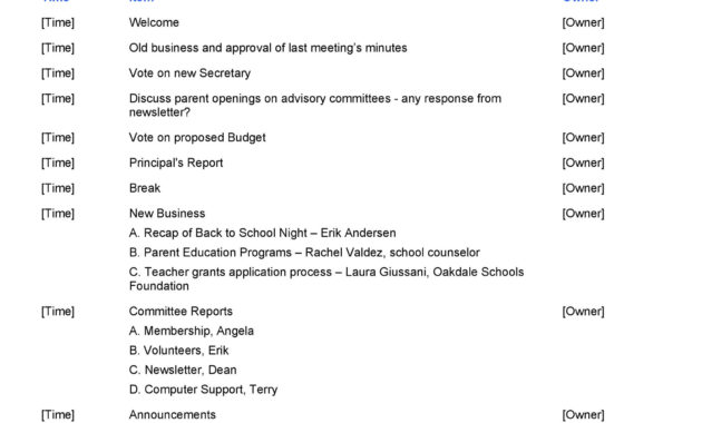 46 Effective Meeting Agenda Templates ᐅ Templatelab With Regard To Quality Church Business Meeting Agenda Template