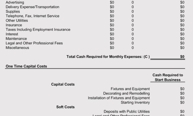 5 Business Startup Costs Plan Worksheet Templates Excel Inside Business Plan For A Startup Business Template