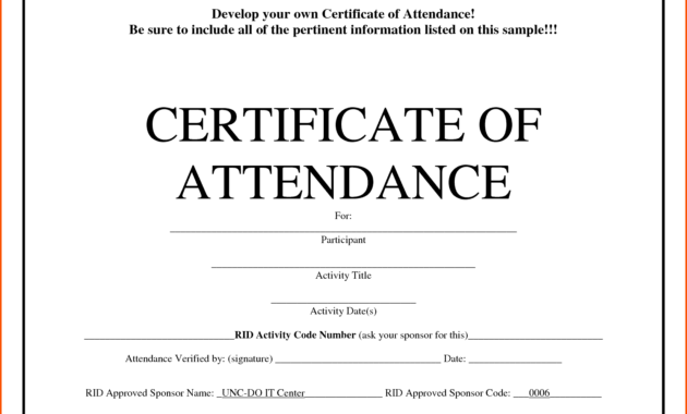 5 Certificate Of Attendance Templates Word Excel Templates Throughout Perfect Attendance Certificate Template Editable