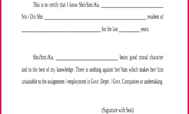 5 Certificate Of Good Moral Character Sample Format 01951 Within Printable Good Conduct Certificate Template