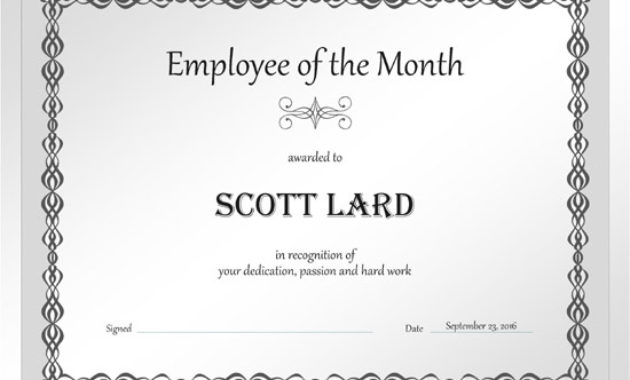 5 Employee Of The Month Certificate Templates Word Pdf Inside Employee Of The Month Certificate Template With Picture