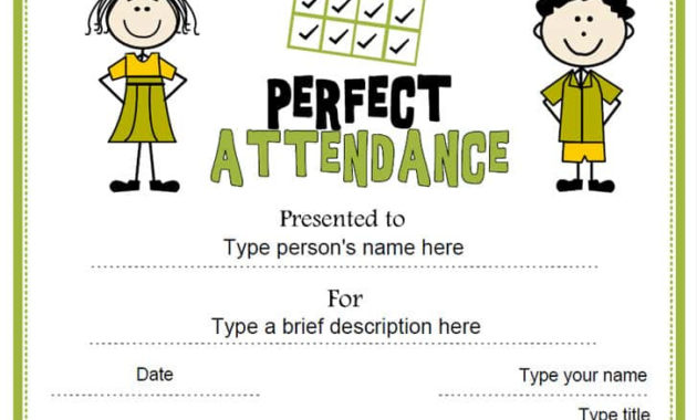 5 Free Perfect Attendance Certificate Templates Word For Perfect Attendance Certificate Free Template