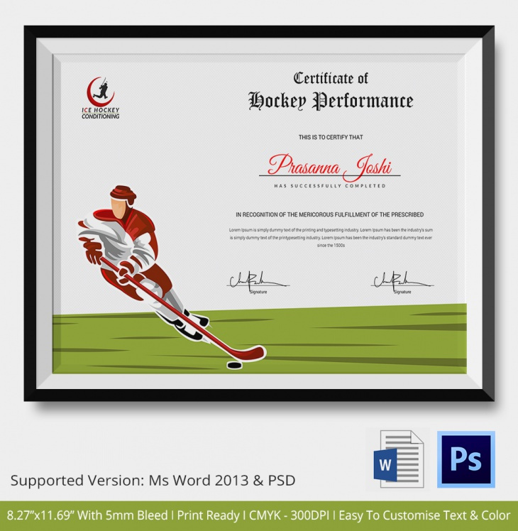5 Hockey Certificates Psd Word Designs Design Trends With Best Player Of The Day Certificate Template