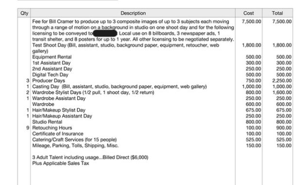 5 Job Estimate Mrsalleyphoto2 Intended For Awesome Video Production Cost Estimate Template