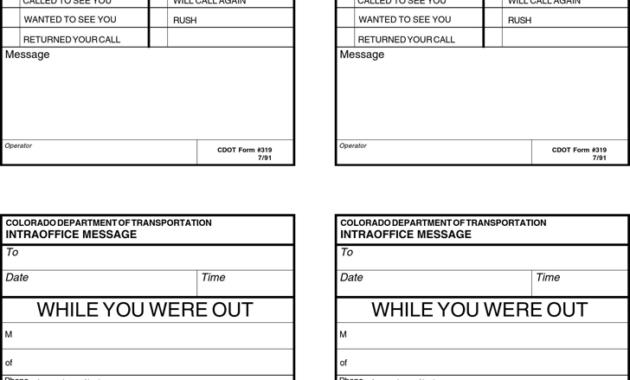 5 While You Were Out Templates Formats Examples In Word Within Voicemail Log Template