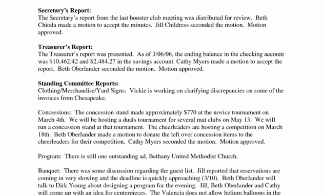 50 Booster Club Meeting Minutes Template Ufreeonline Regarding Booster Club Meeting Agenda Template