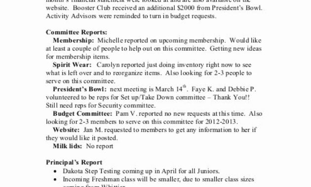 50 Booster Club Meeting Minutes Template Ufreeonline With Regard To Booster Club Meeting Agenda Vorlage
