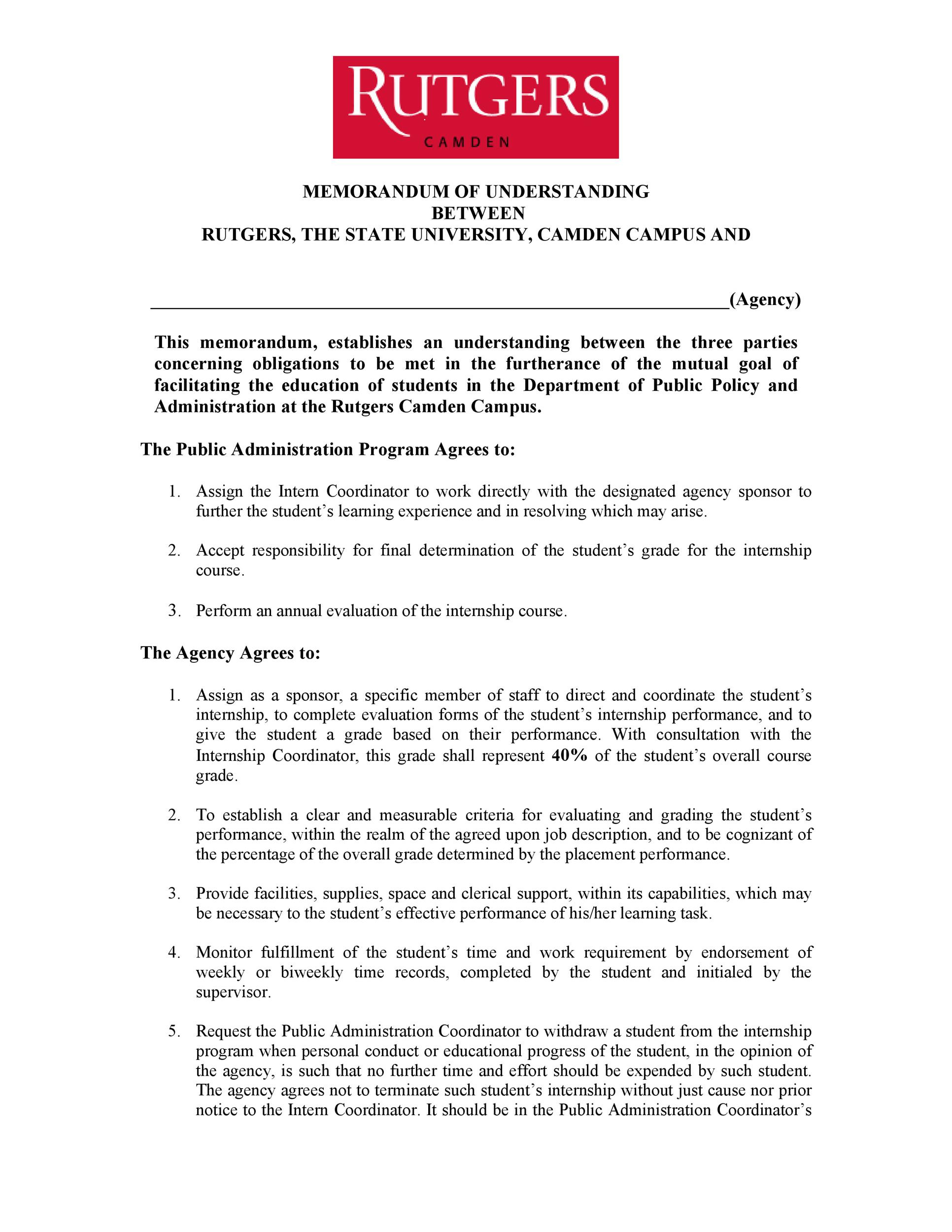 50 Free Memorandum Of Understanding Templates Word ᐅ For Template For Memorandum Of Understanding In Business
