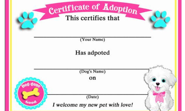 50 Off Sale Puppy Dog Adoption Certificates Instant Inside Puppy Birth Certificate Template