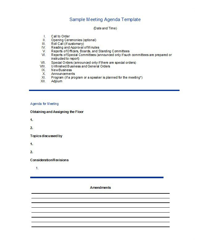 51 Effective Meeting Agenda Templates Free Template For Simple Meeting Agenda Template