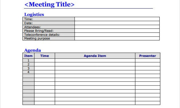 51 Meeting Agenda Templates Pdf Doc Free Premium With Amazing Blank Meeting Agenda Template