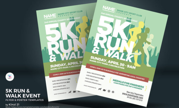 5K Runwalk Event Flyer Poster Corporate Identity Template For Printable 5K Race Certificate Template