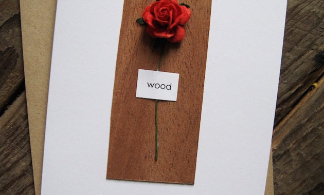 5Th Wedding Anniversary Card Wood Traditional Gift With Anniversary Gift Certificate