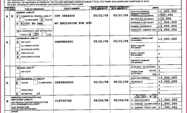6 Certificate Of Liability Insurance Fillable 83747 For Certificate Of Liability Insurance Template