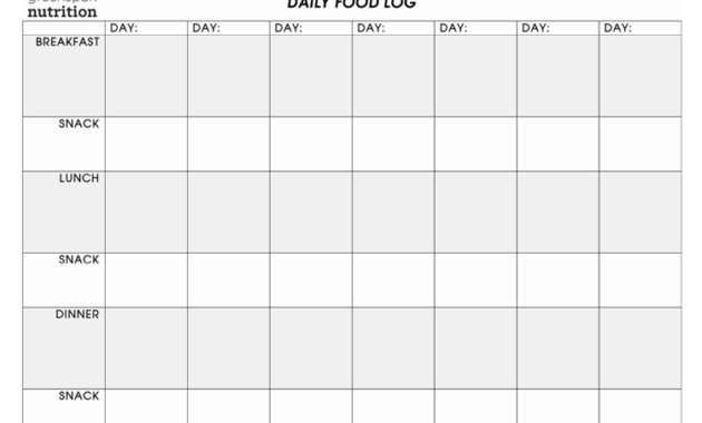 6 Food Log Sheet Templates Track Your Diet Pdf Word For Diabetes Food Log Template