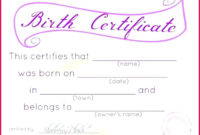 6 Free Pet Birth Certificate Template 48909 Fabtemplatez Inside Stuffed Animal Birth Certificate