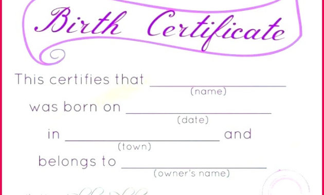 6 Free Pet Birth Certificate Template 48909 Fabtemplatez Inside Stuffed Animal Birth Certificate