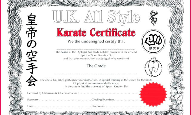 6 Karate Certificate Templates Free 89596 Fabtemplatez Intended For Amazing Karate Certificate Template