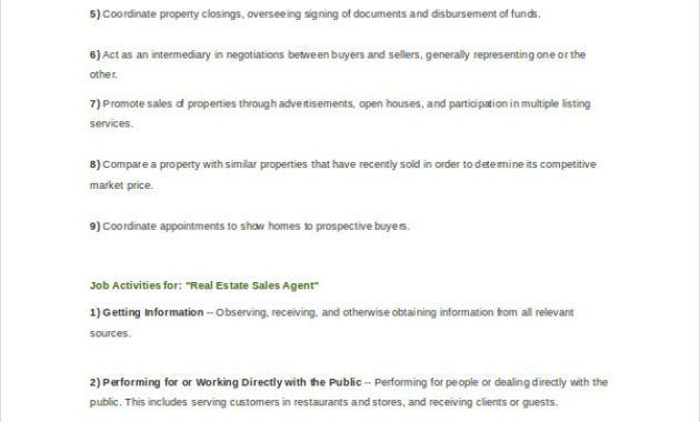6 Real Estate Agent Job Descriptions Free Sample Inside Free Real Estate Agent Business Plan Template