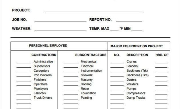 6 Sample Printable Work Log Templates Sample Templates Within Quality Construction Log Book Template