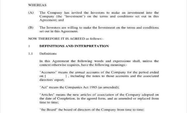6 Small Business Investment Agreement Templates Pdf Throughout Small Business Agreement Template