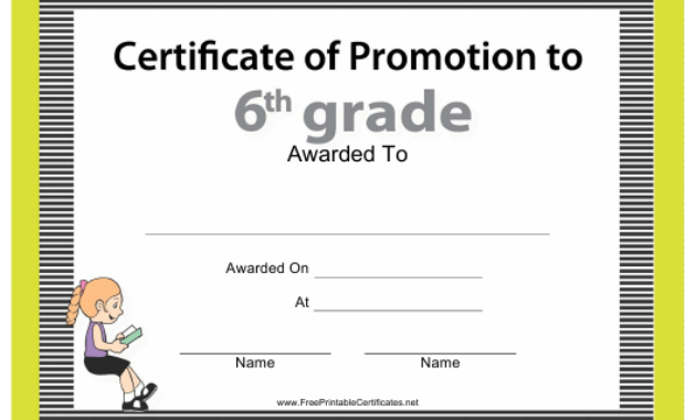 6Th Grade Certificate Of Promotion Template Download With Grade Promotion Certificate Template Printable