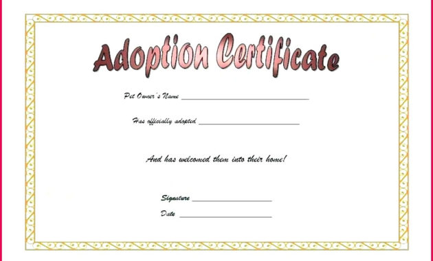 7 Adoption Certificate Template Editable 77561 Fabtemplatez With Regard To Blank Adoption Certificate Template