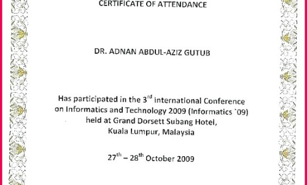7 Attendance Certificate Templates Conference 58511 For Certificate Of Attendance Conference Template