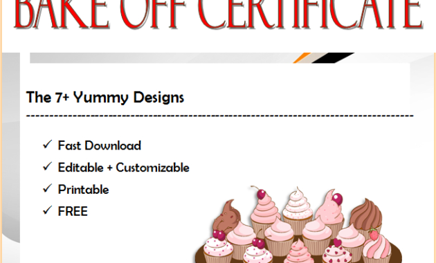 7 Bake Off Certificate Template Free Printablestwo In Free Bake Off Certificate Templates